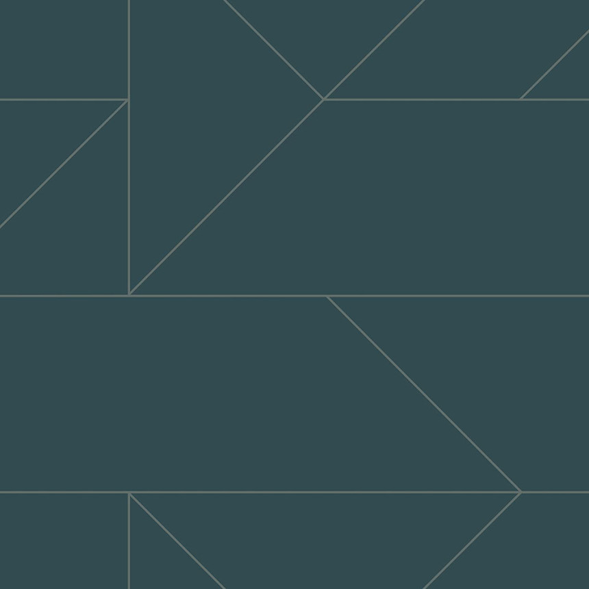 Blaue geometrische Tapete, metallische Linien 347725, City Chic, Origin 