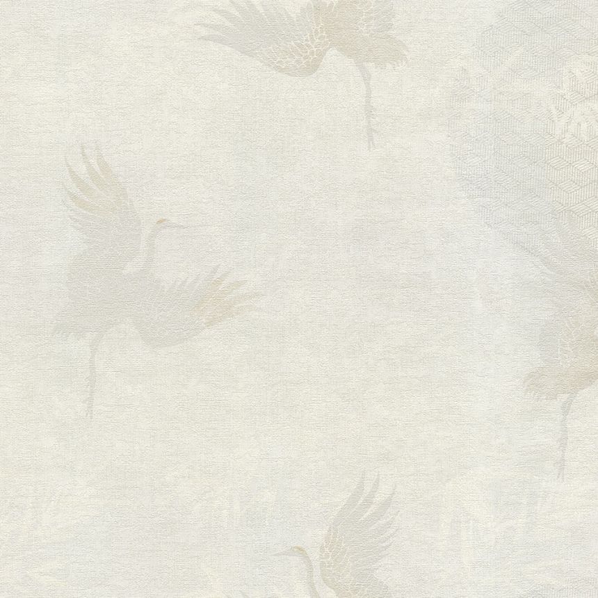 Luxustapete in Weiß und Grau, Vögel 72905, Zen, Emiliana Parati 