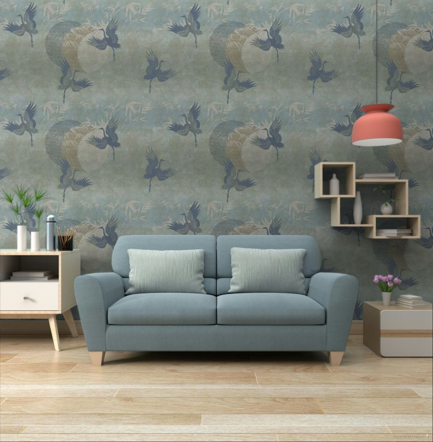 Luxus blaue Tapete, Vögel 72906, Zen, Emiliana Parati 