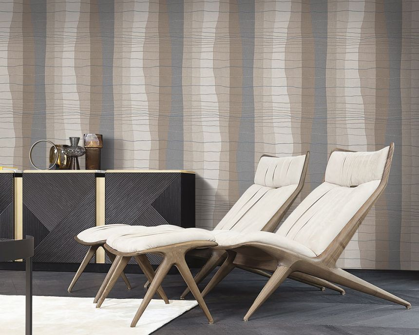 Luxuriöse braun gestreifte Tapete 72937, Zen, Emiliana Parati 