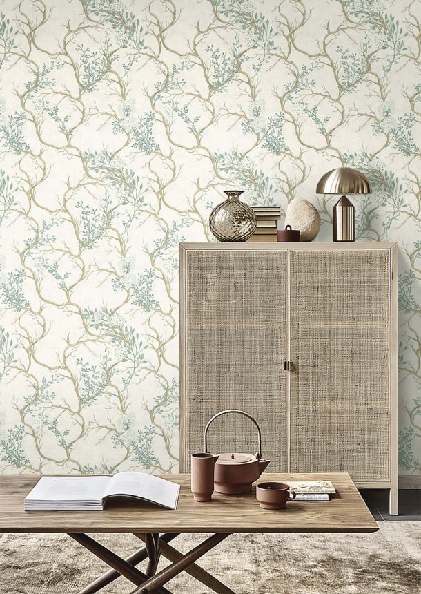 Cremefarbene Luxustapete, Zweige, Blüten 72956, Zen, Emiliana Parati 