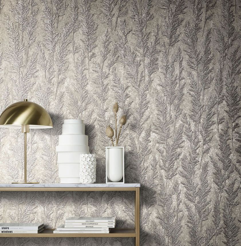 Metallic braun-beige Tapete, Grashalme 33210, Natural Opulence, Marburg