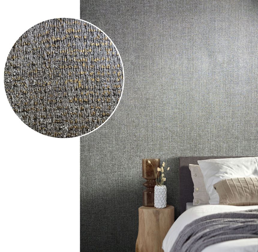 Grau-goldene Luxustapete, Stoffimitation 33215, Natural Opulence, Marburg