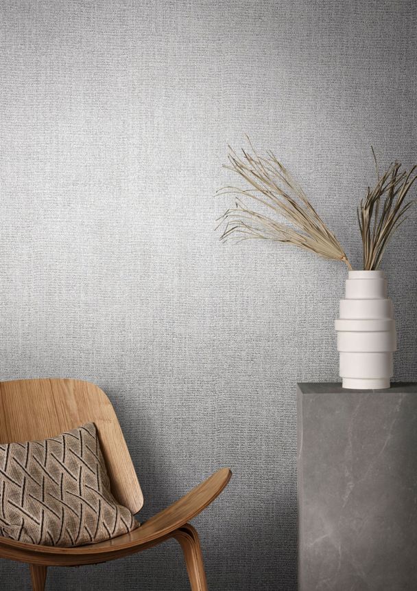 Grau-silberne Luxustapete, Stoffimitation 33220, Natural Opulence, Marburg