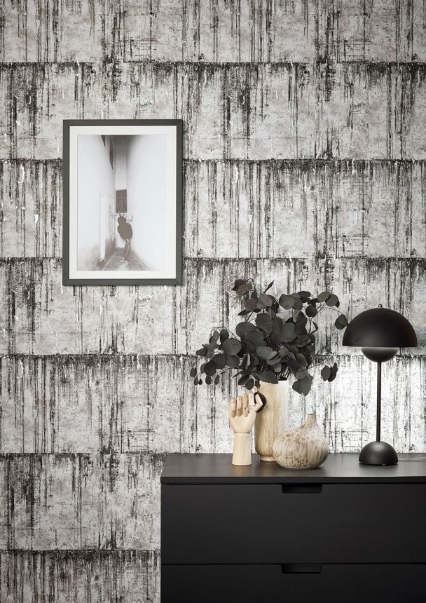 Grau-silberne Tapete, Betonsteinimitation 33236, Natural Opulence, Marburg