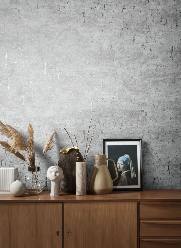 Grau-silberne Luxustapete, Betonimitation 33255, Natural Opulence, Marburg