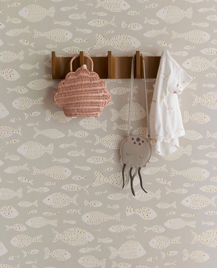 Beige Tapete mit Fischen 323000, Explore, Eijffinger