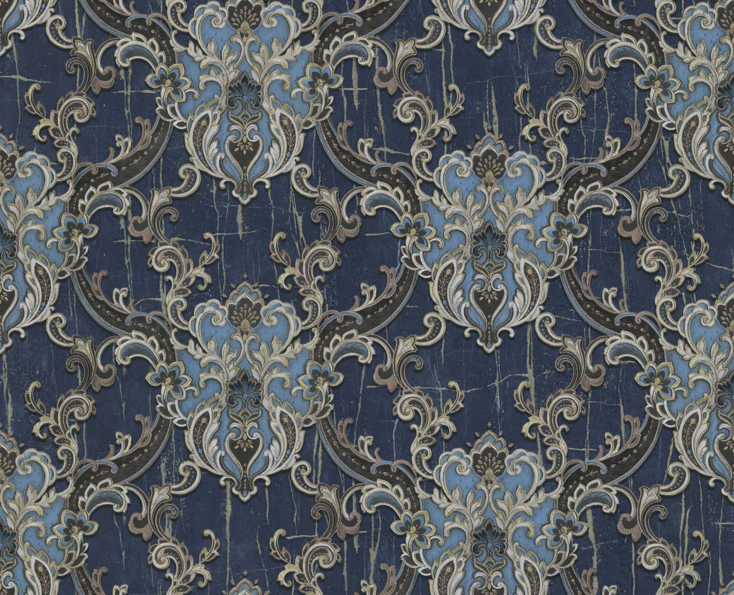 Luxuriöse blau-goldene Vlies-Barocktapete, 86065, Valentin Yudashkin 5, Emiliana Parati