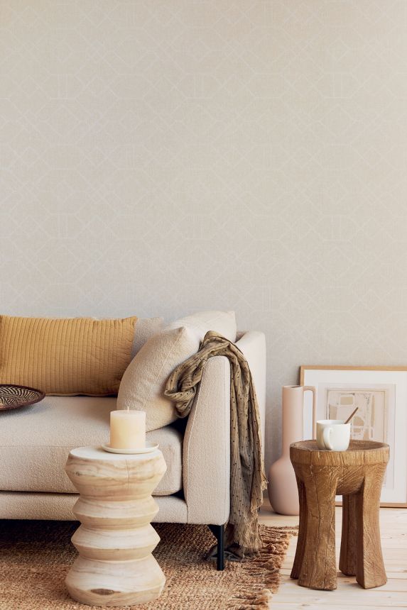 Cremefarbene Tapete mit geometrischem Muster, 324010, Embrace, Eijffinger