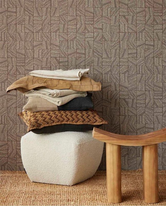 Braun-beige Tapete, Mosaik, 324032, Embrace, Eijffinger