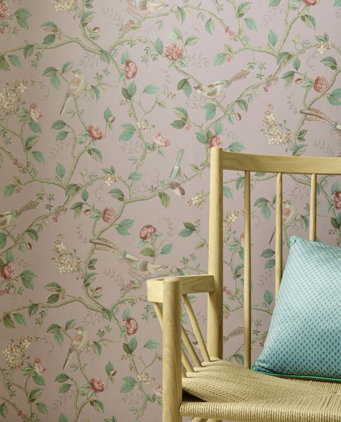 Rosa Tapete mit Vögeln und Zweigen, 333122  Pip Studio 6, Eijffinger