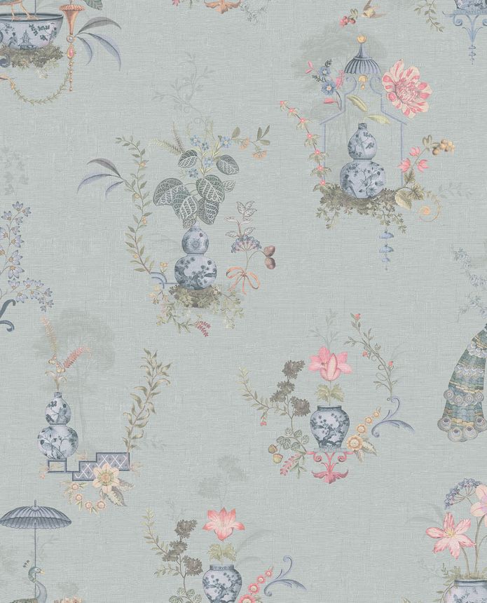 Blaue Tapete, Blumen, Pfauen, 333141  Pip Studio 6, Eijffinger