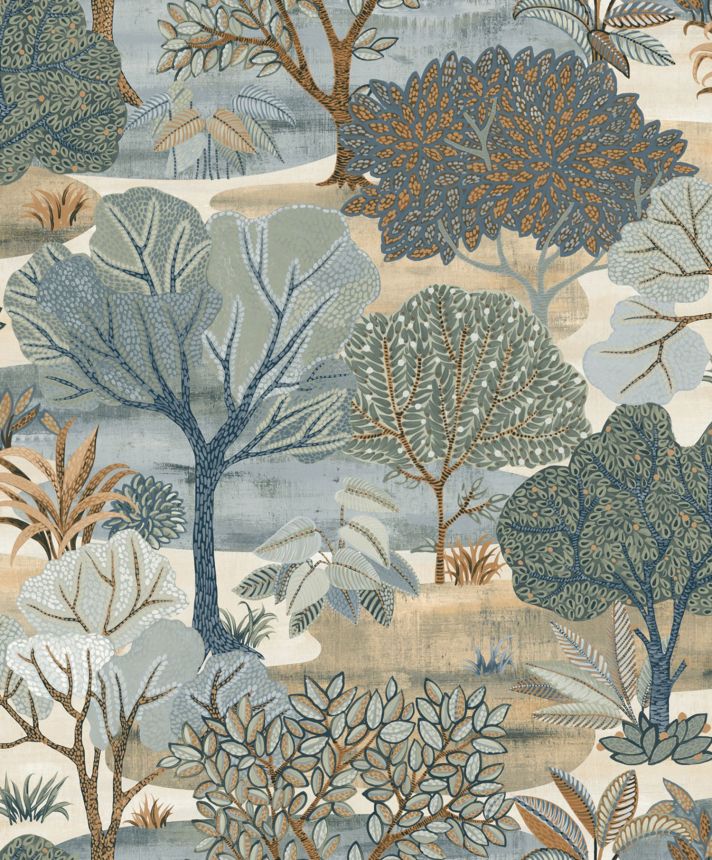 Blaue Tapete, Bäume, AL26252, Allure, Decoprint