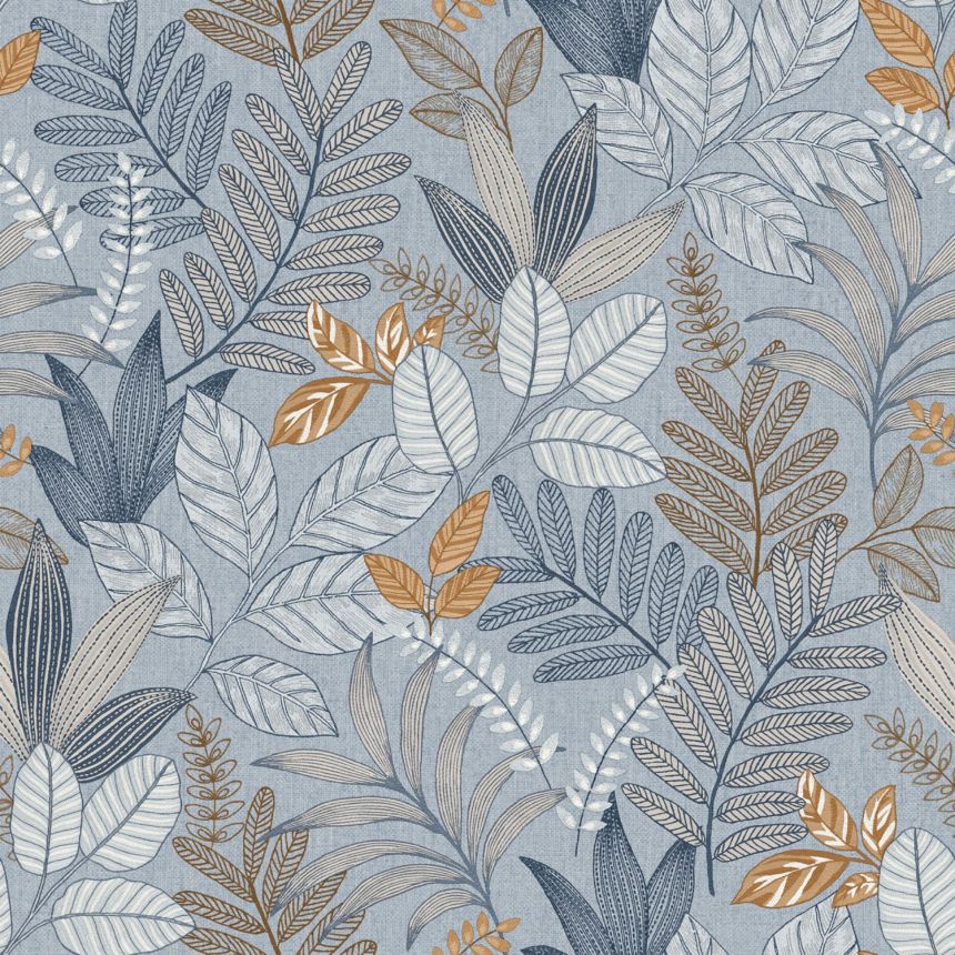 Blaue Tapete mit Blättern, AL26293, Allure, Decoprint