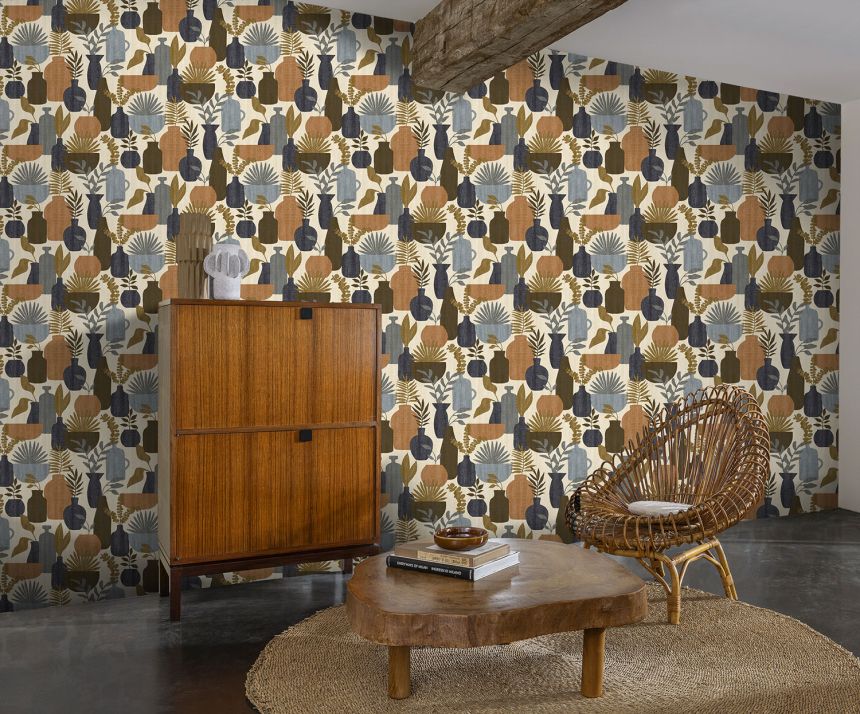 Retro-Tapete, Vasen mit Pflanzen, BA26041, Brazil, Decoprint