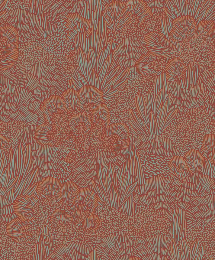 Türkis-rote Tapete, Landschaft, Bäume, BA26063, Brazil, Decoprint