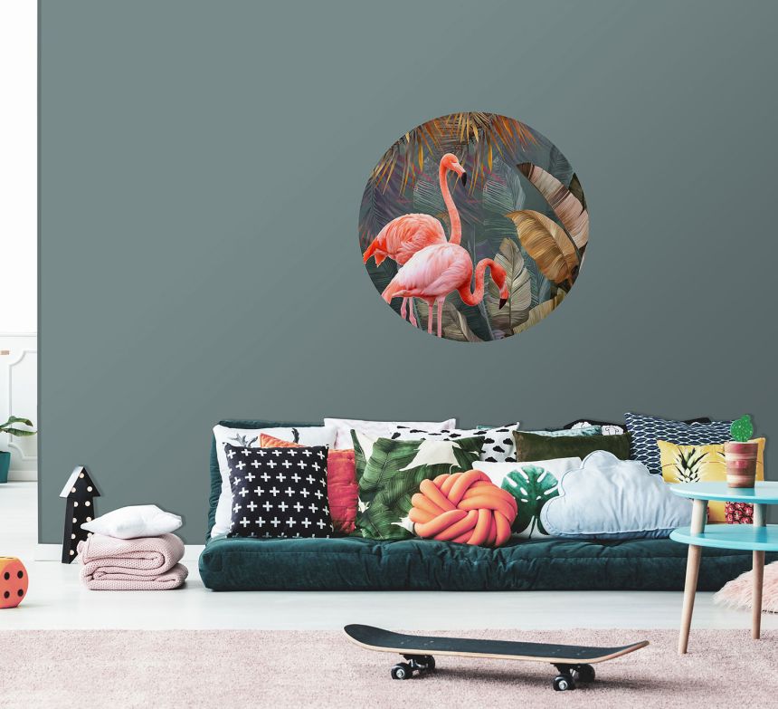 Vorgeklebte kreisförmige Vliestapete mit Flamingos, PLC020, Platinum Shapes, Decoprint
