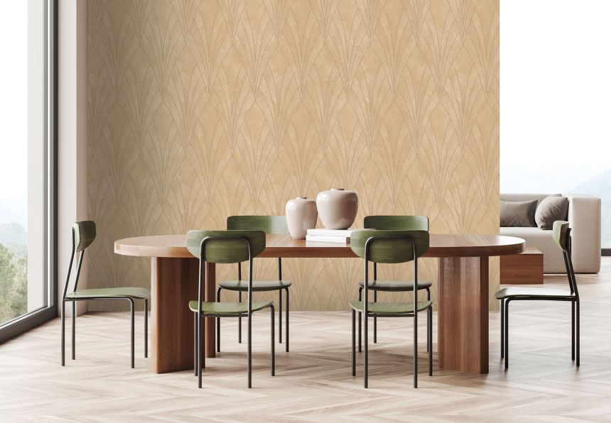 Ockerfarbene Tapete mit geometrischen Mustern, Art Deco, L85602, Elegance  Ugepa