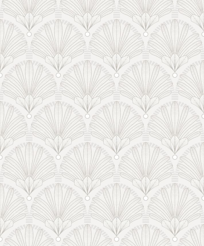 Weiß-silberne Tapete Art Deco, M53300, Elegance, Ugepa