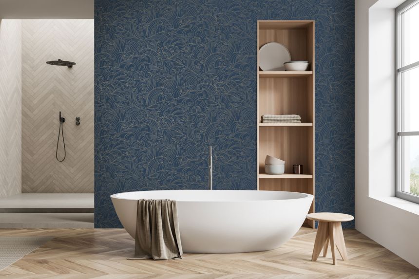 Blaue Tapete, Meereswellen, M62901, Elegance, Ugepa