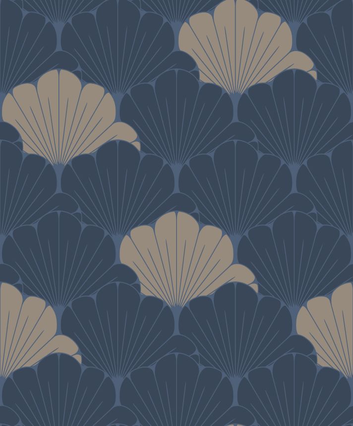 Blaue und goldene Blumentapete, M64001, Elegance, Ugepa