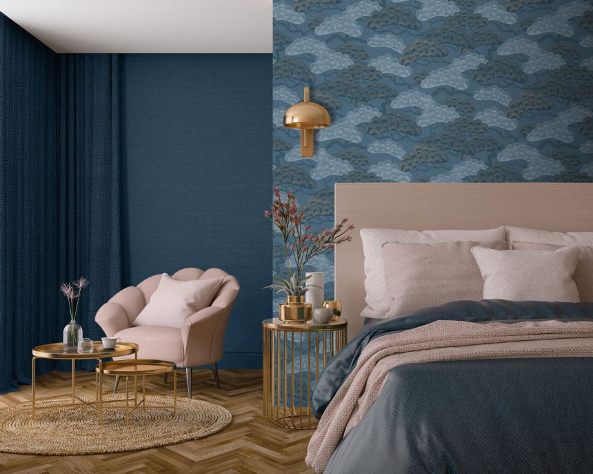 Blaue Tapete, Zweige, Bäume, M64401, Elegance, Ugepa