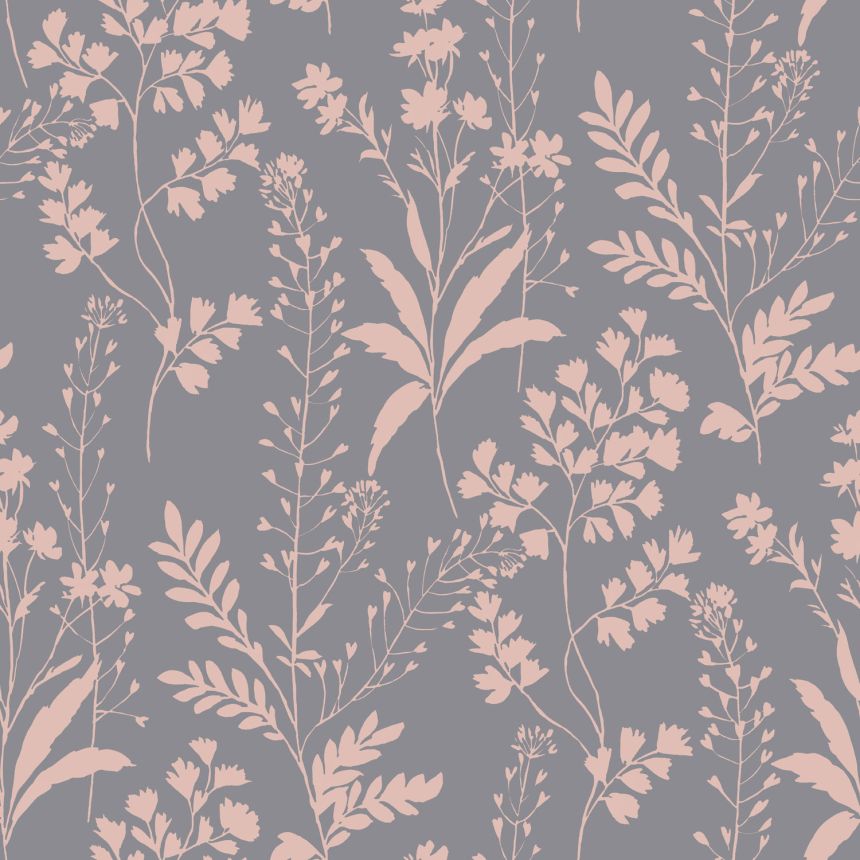 Grau-rosa Tapete, Blätter, M52803, Botanique, Ugepa