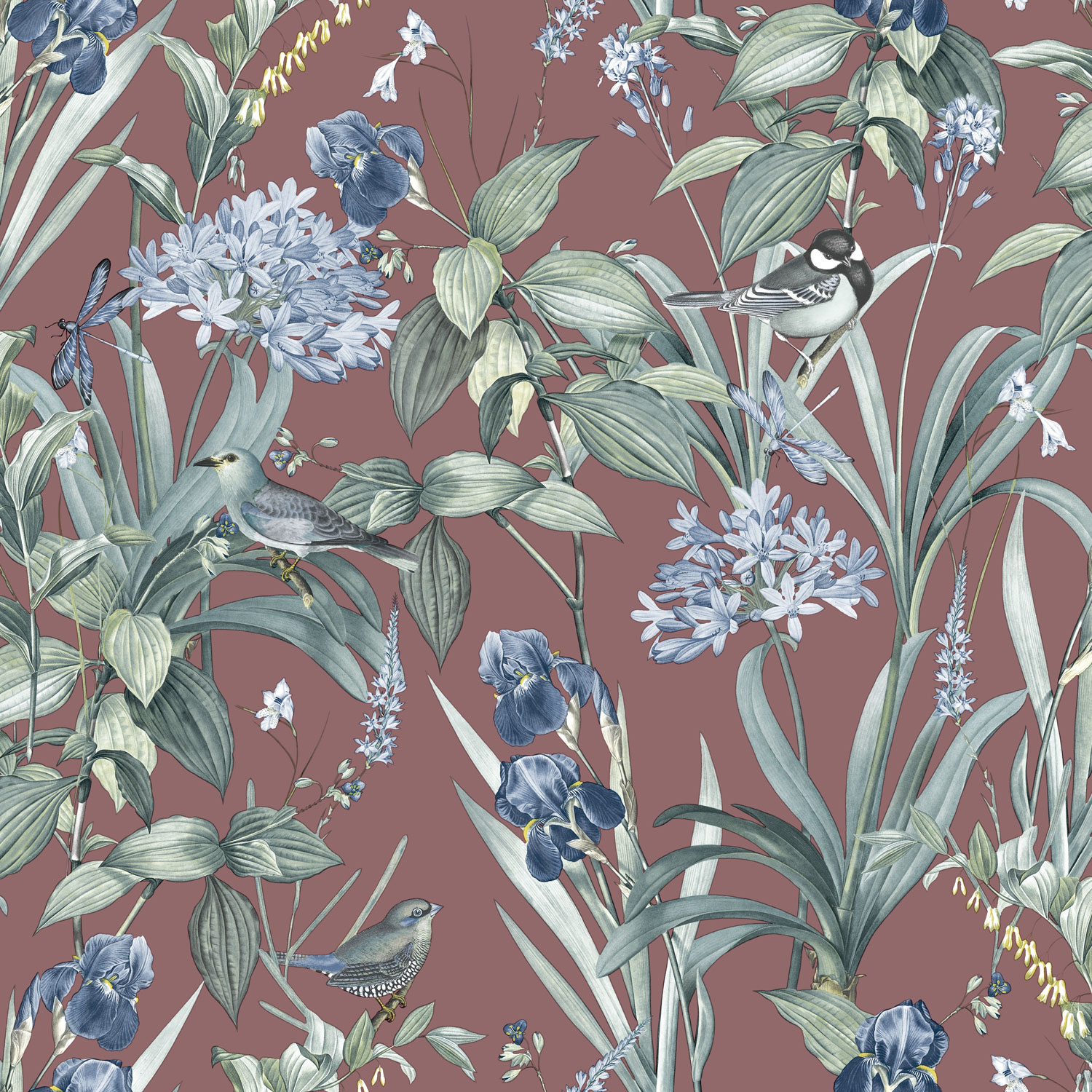 Tapete mit Blumen und Vögeln, M64790D, Botanique, Ugepa