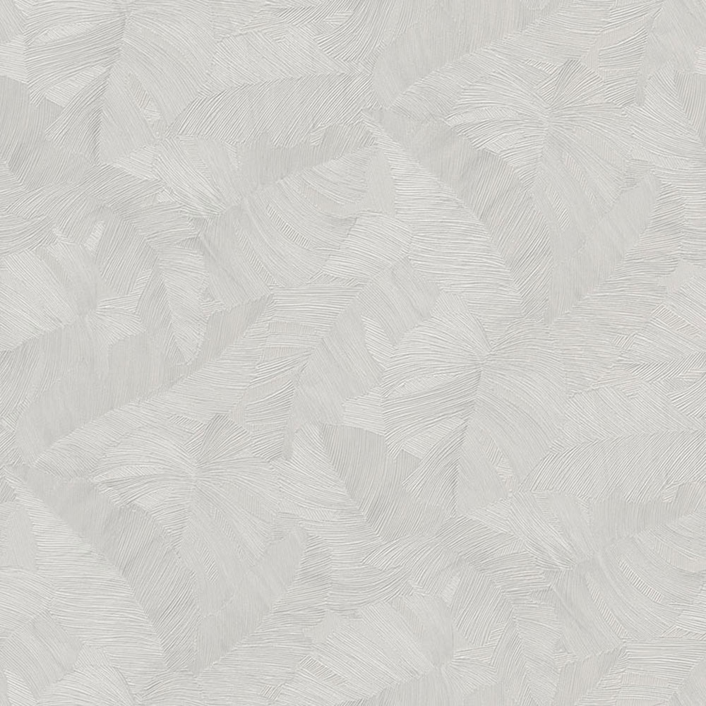 Grau-beige  Tapete mit geprägten Blättern, TI2105, Time 2025, Grandeco
