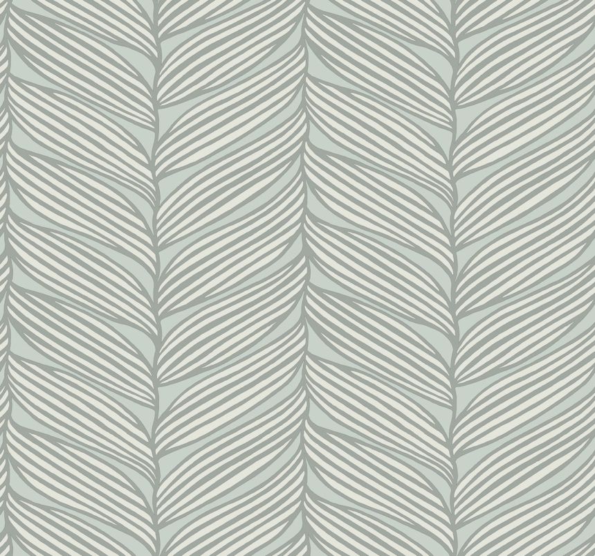 Blau-silberne Tapete, Blätter, MD7165, Modern Metals, York