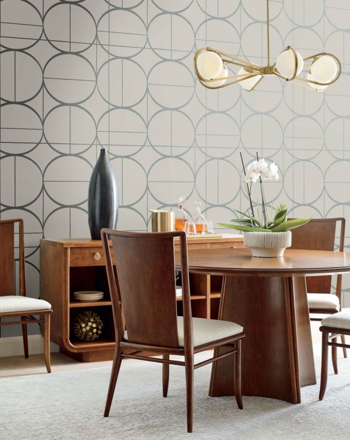 Geometrische Tapete in Grau und Silber, MD7201, Modern Metals, York