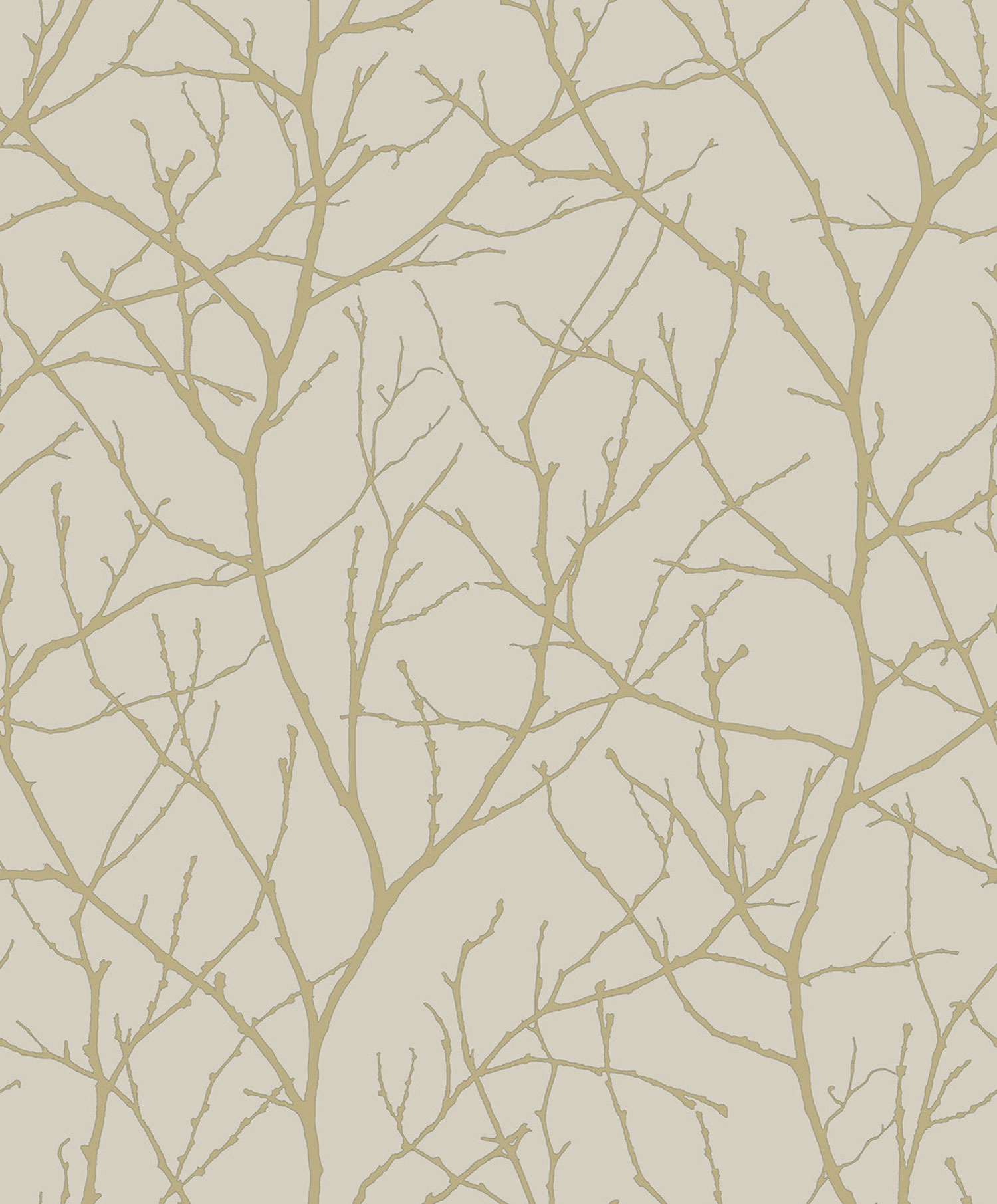 Beige-goldene Tapete mit Baumzweigen, MD7122, Modern Metals, York