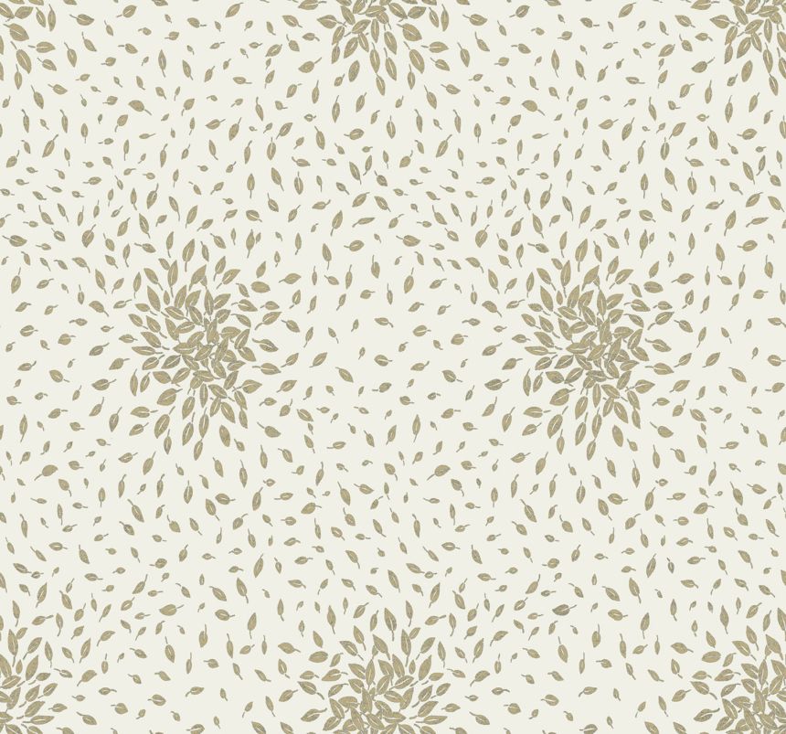 Creme-goldene Tapete mit Blätte, MD7103, Modern Metals, York