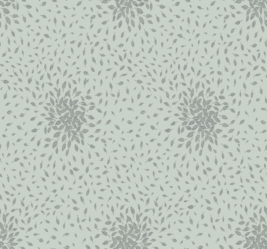 Blau-silberne Tapete mit Blättern, MD7101, Modern Metals, York
