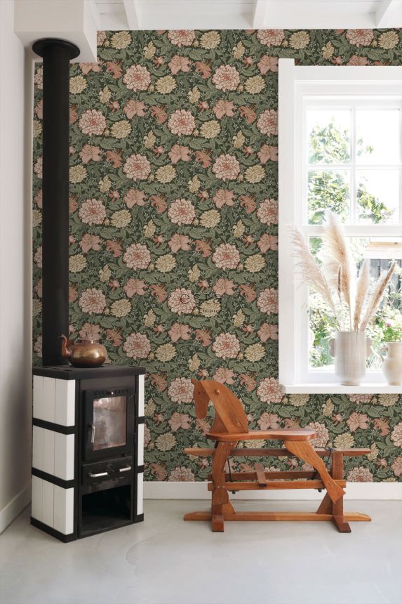 Schwarze florale Vliestapete, 139381, Vintage Flowers, Esta Home