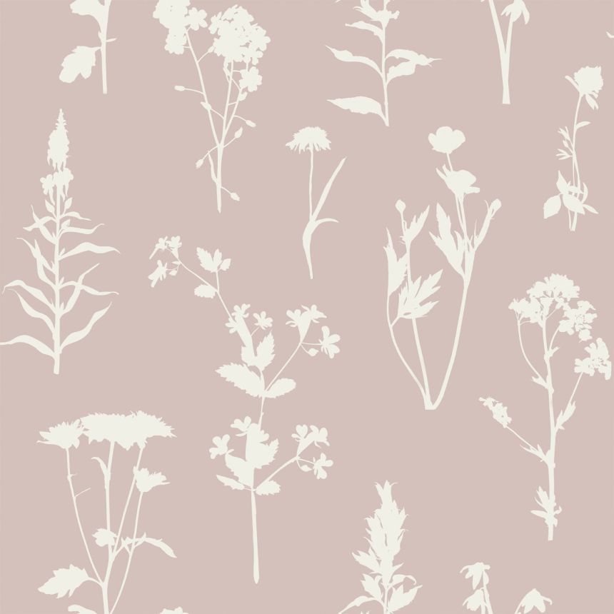 Rosa Vliestapete, Blumen, Blätter, 139393, Vintage Flowers, Esta Home