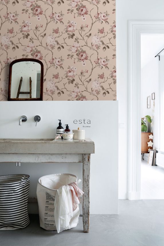 Rosa florale Vliestapete, 139476, Vintage Flowers, Esta Home