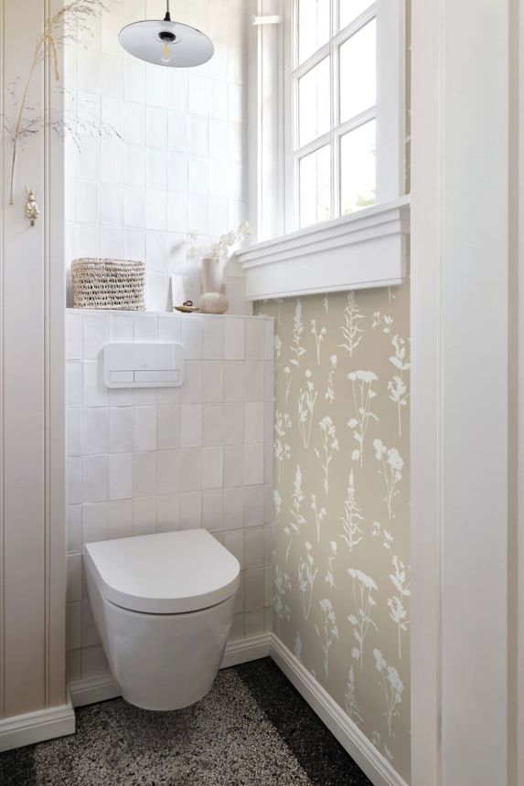 Beige Vliestapete, Blumen, Blätter, 139484, Vintage Flowers, Esta Home