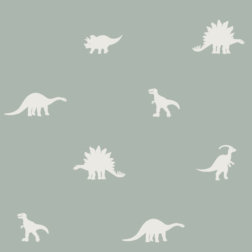 Grüne Kindertapete mit Dinosauriern 139284, To the Moon and Back, Esta Home