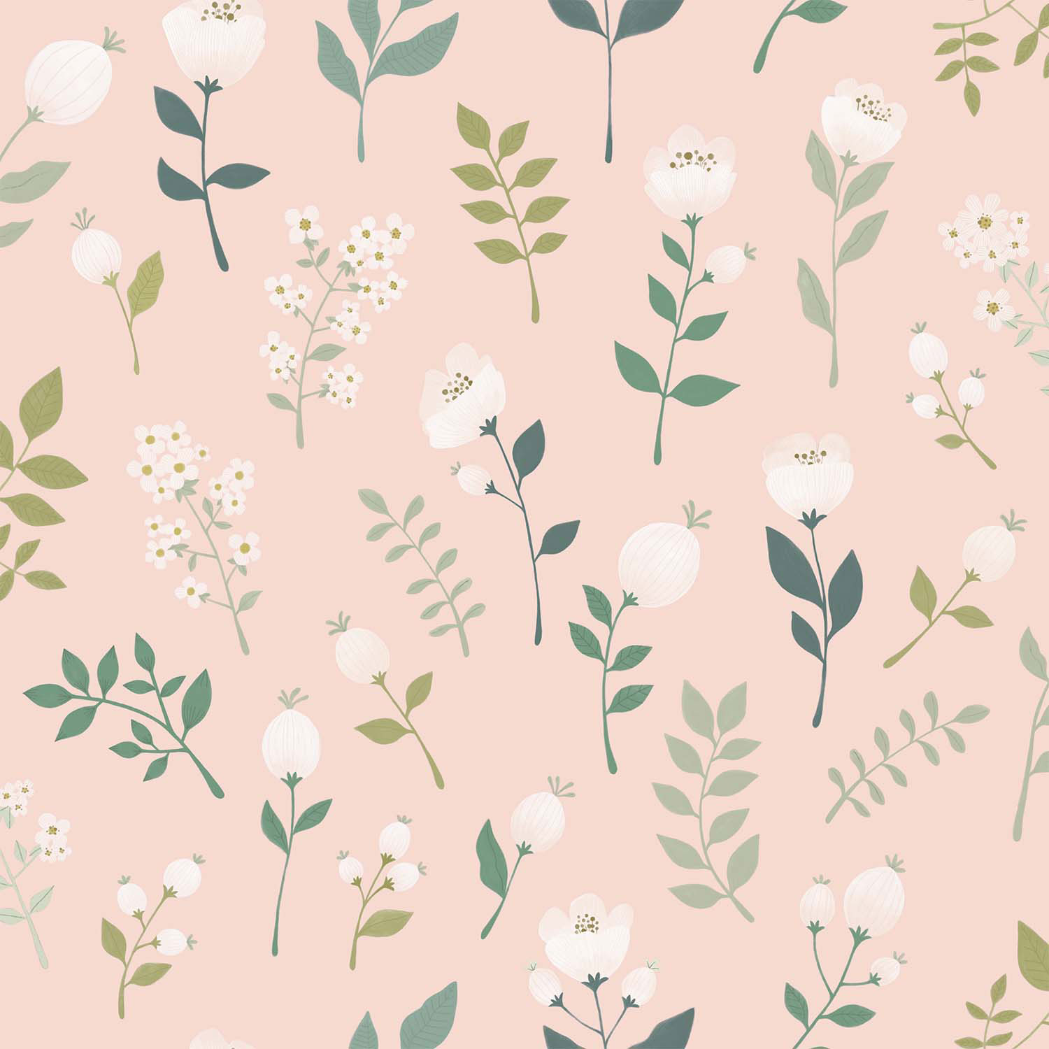 Rosa florale Vliestapete, 139340, To the Moon and Back, Esta Home