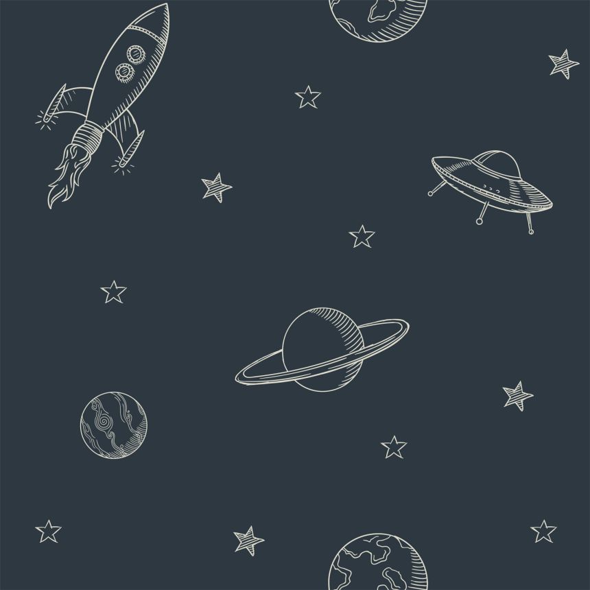 Blaue Vliestapete, Weltraum, 139422, To the Moon and Back, Esta Home