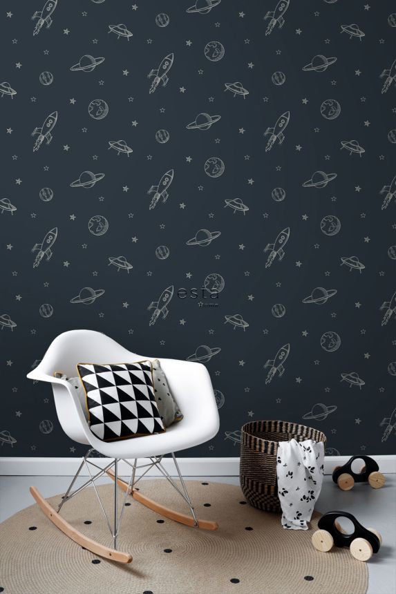 Blaue Vliestapete, Weltraum, 139422, To the Moon and Back, Esta Home