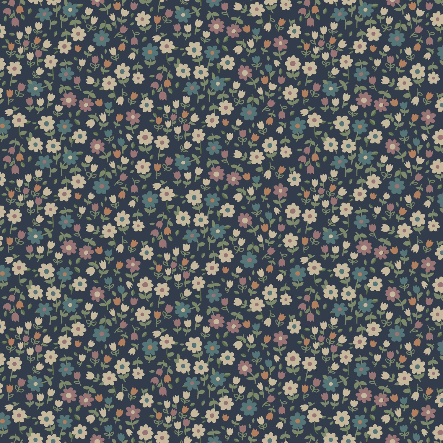 Blaue florale Vliestapete, 139471, To the Moon and Back, Esta Home