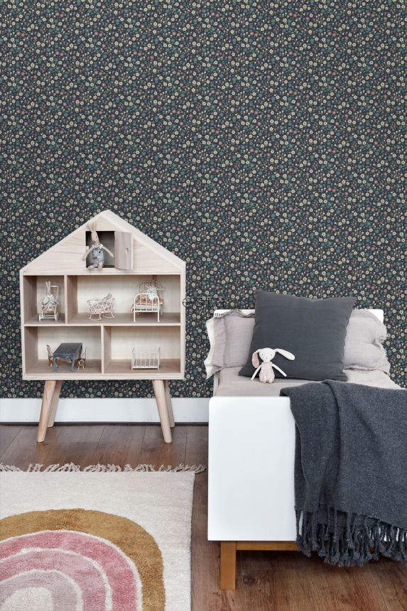 Blaue florale Vliestapete, 139471, To the Moon and Back, Esta Home