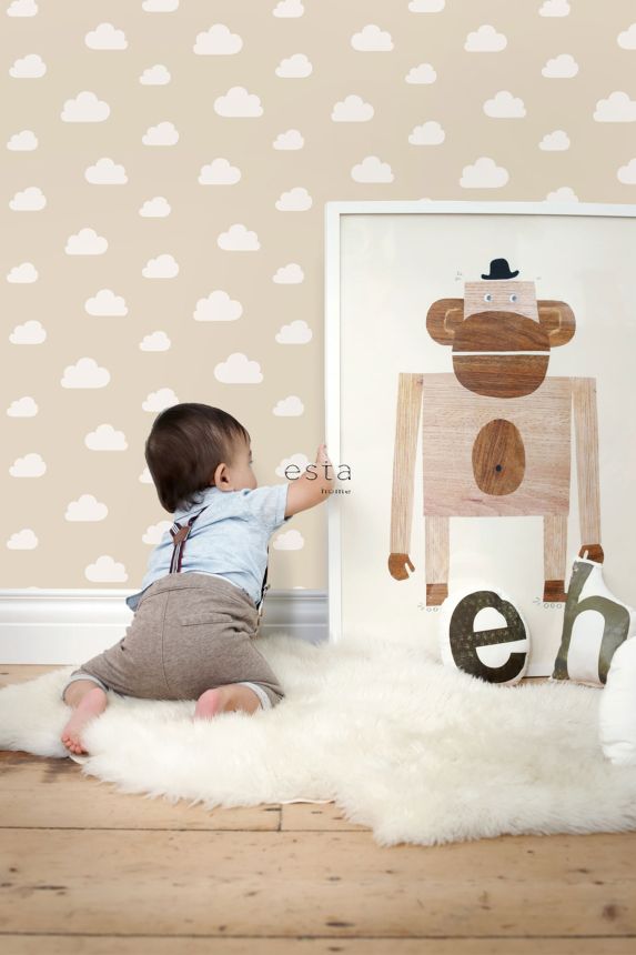 Beige Vliestapete, Wolken, 139559, To the Moon and Back, Esta Home