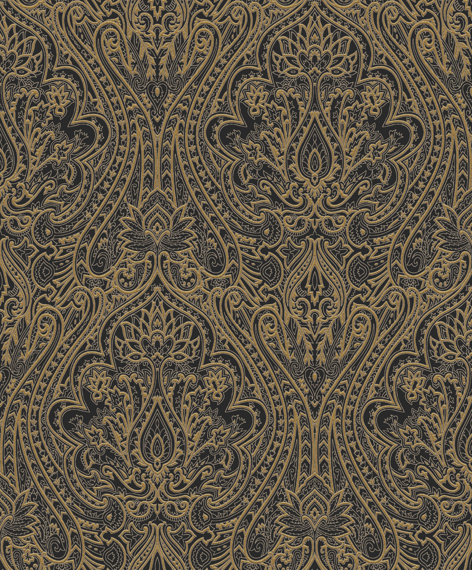 Schwarz-bronzefarbene Barocktapete, OTH102, Othello, Zoom by Masureel