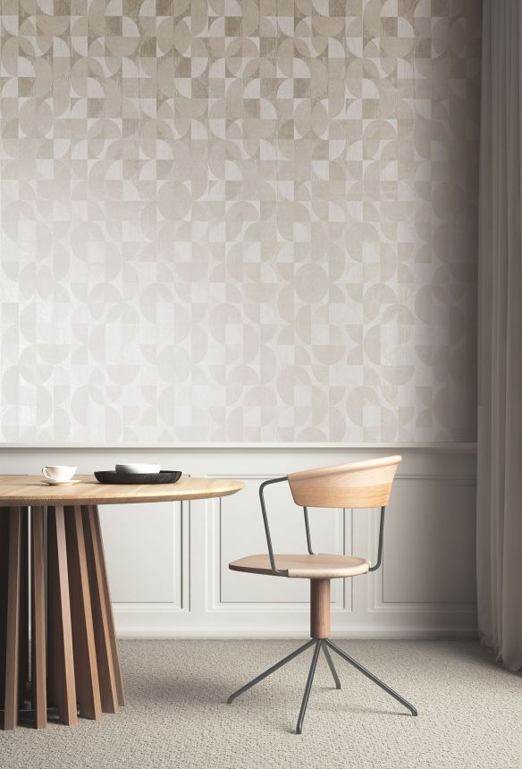 Geometrische Tapete in Grau und Silber, SPI004, Spirit of Nature, Khroma by Masureel