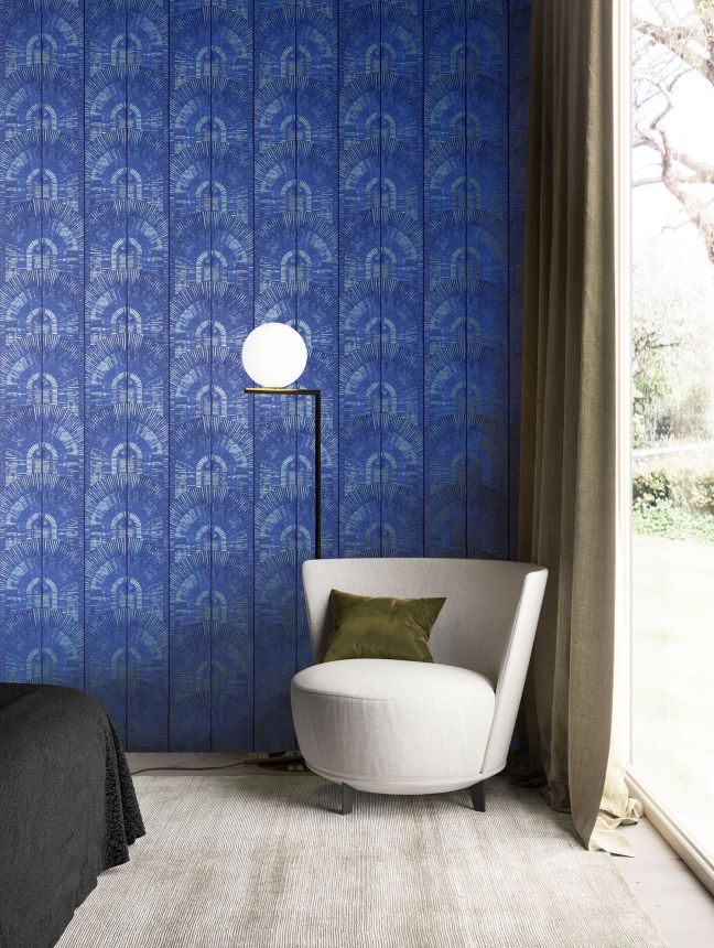 Luxuriöse blaue Tapete Art Deco, SPI804, Spirit of Nature, Khroma by Masureel