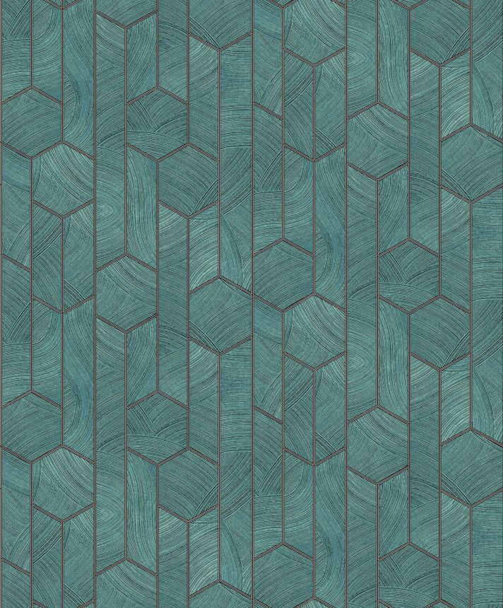Grüne Tapete mit geometrischem Muster, SUM104, Summer, Khroma by Masureel