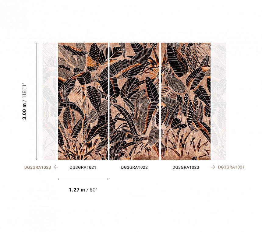 Braune Fototapete, Blätter, DG3GRA1022, Wall Designs III, Khroma by Masureel